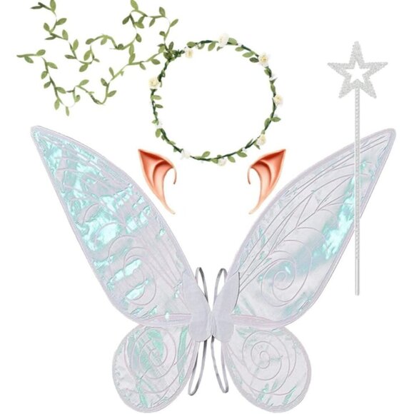 Other - Fairy Costume Set for Girls Women Iridescent Wings Elf Ears Flower Crown Wand